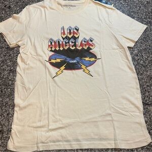 Lucky Brand Cream Short Sleeve Tee Los Angeles Style 100% Cotton